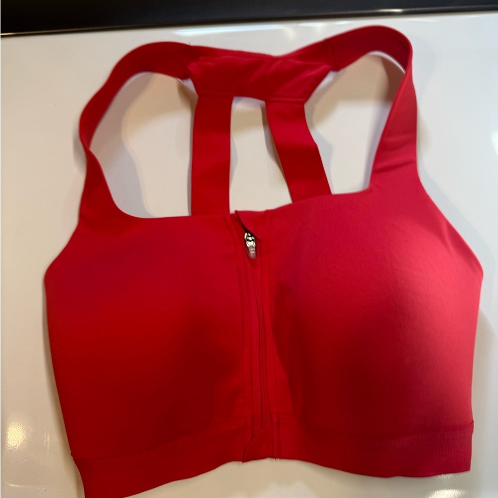 all in motion Red Front-Zip Racerback High-Impact Sports Bra